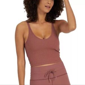 Vuori Rib Crop Tank Size XL Terracotta